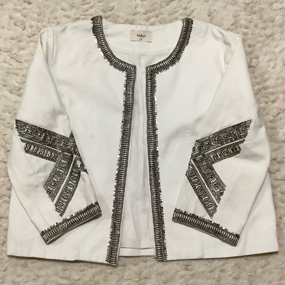 BA&SH [RARE] Luna Metal-Embellished Ivory Jacket - Size 3 (10) - Picture 3 of 15